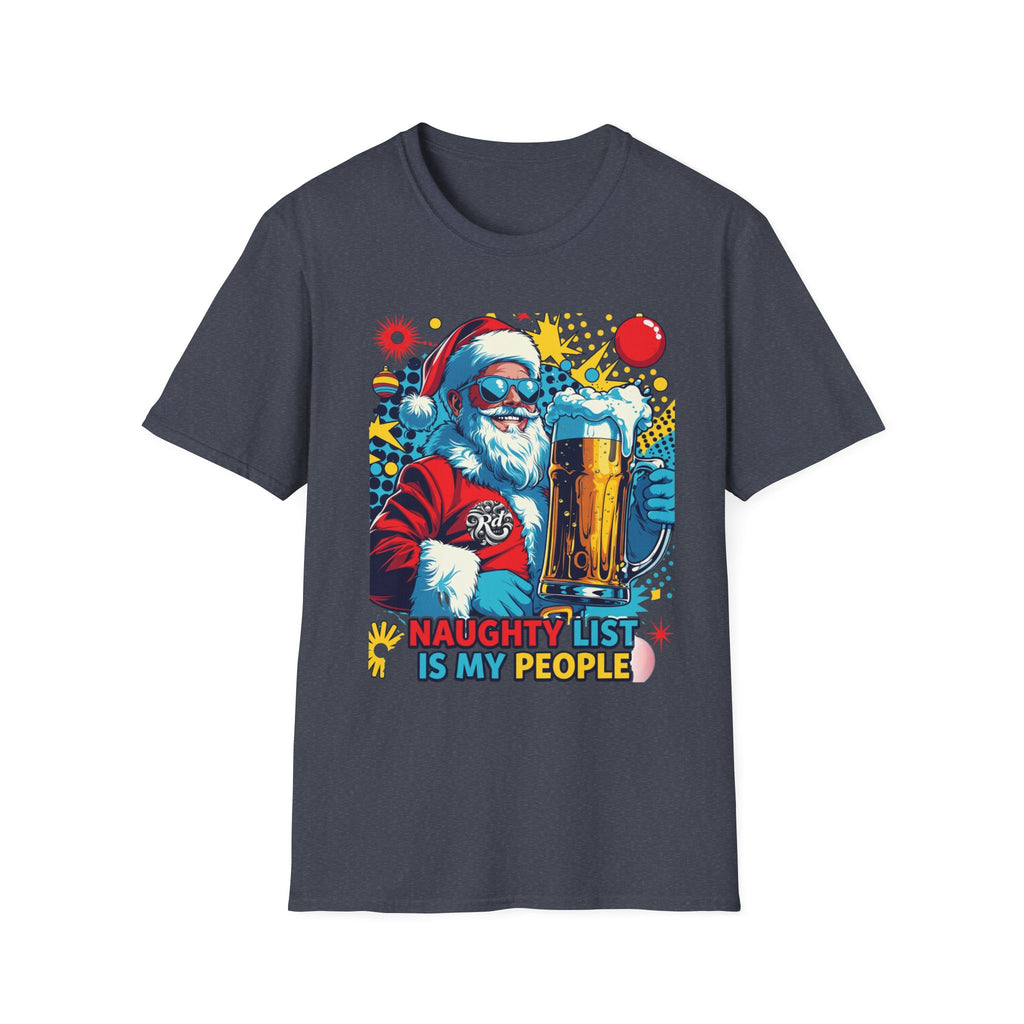 Naughty List Is My People Pop Art Santa Beer T-Shirt