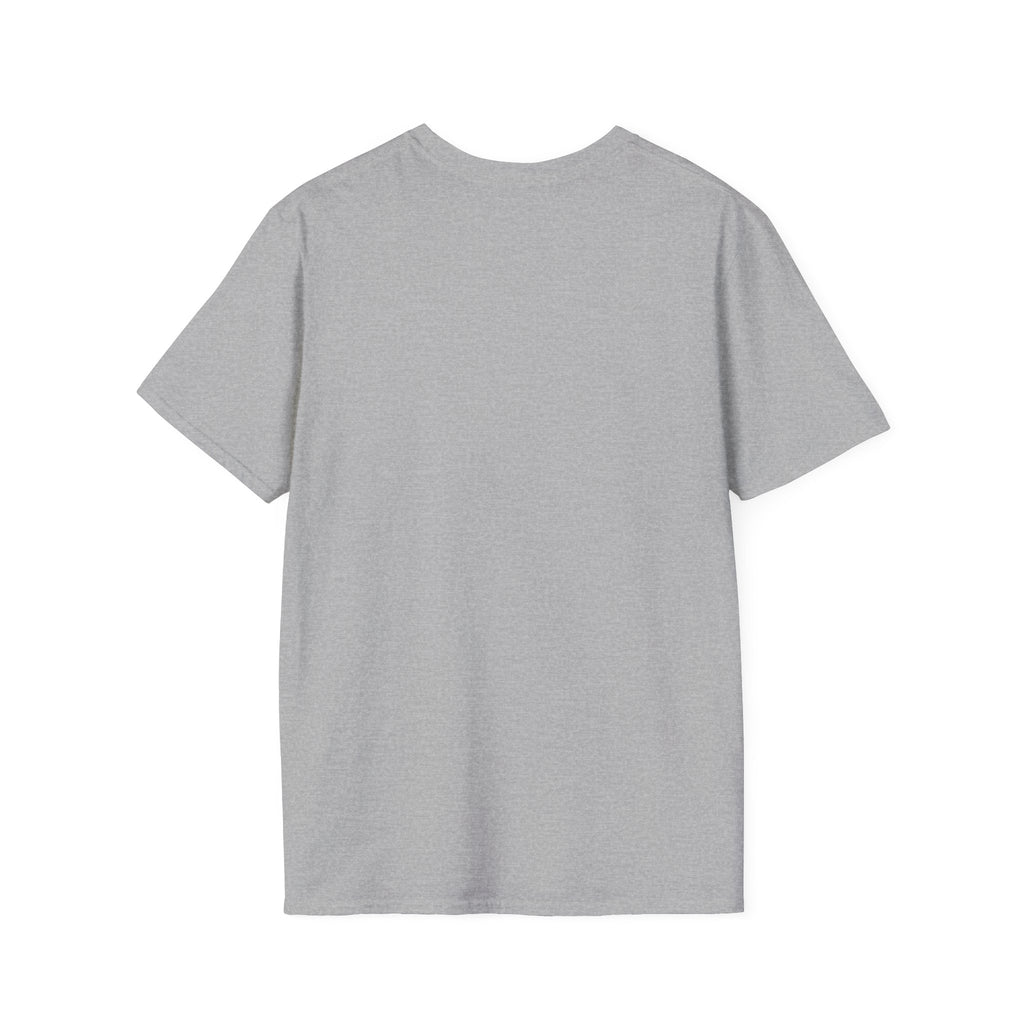 Back of the plain Sport Grey t-shirt, no print, laid flat on white
