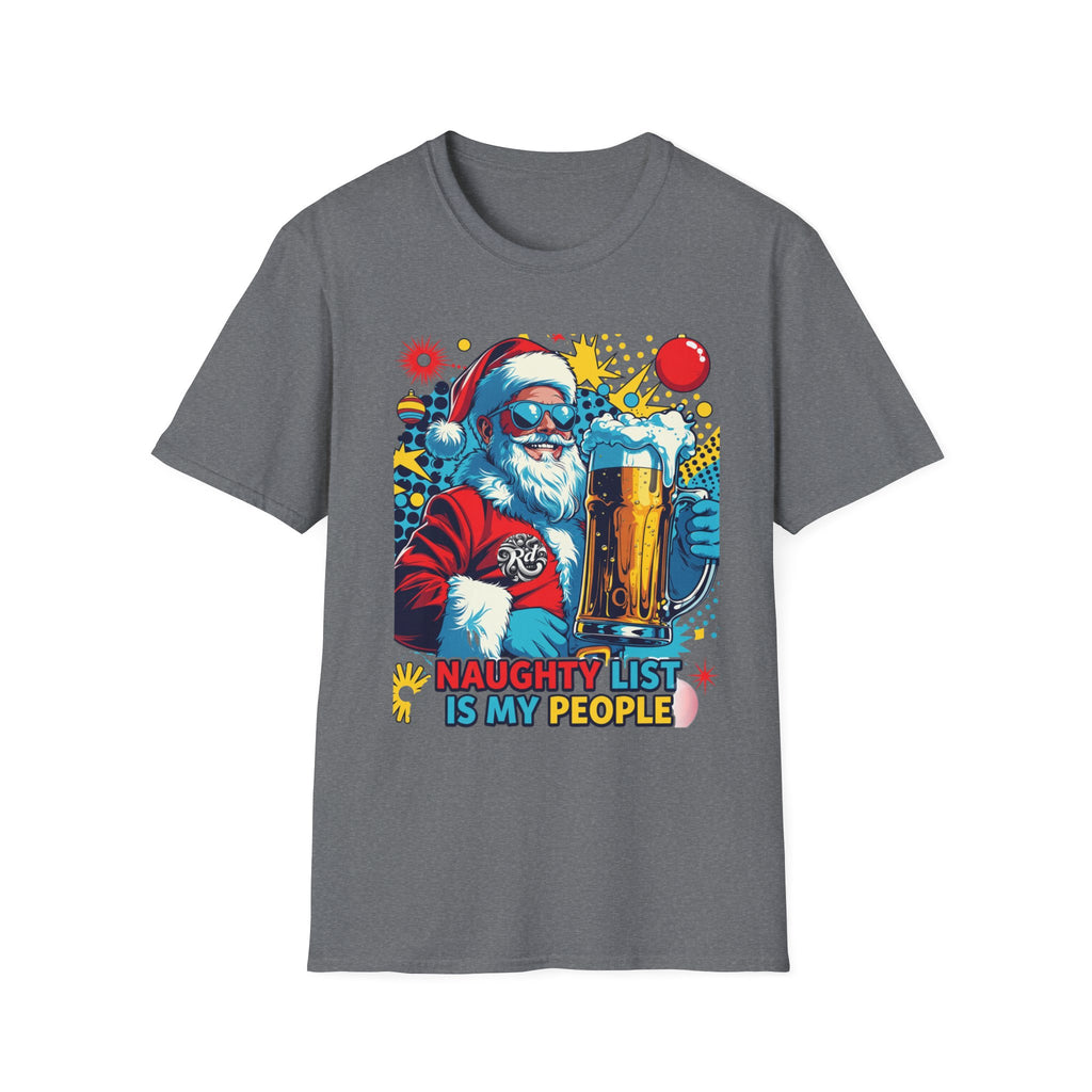 Naughty List Is My People Pop Art Santa Beer T-Shirt