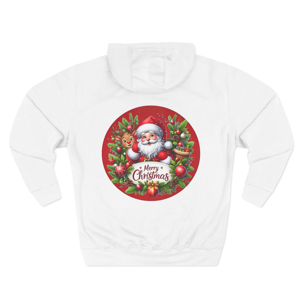 Santa & Reindeer Merry Christmas Wreath Hoodie