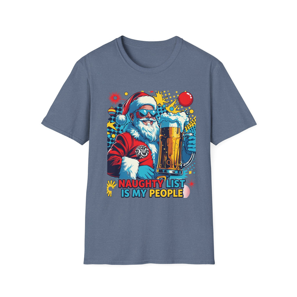 Naughty List Is My People Pop Art Santa Beer T-Shirt