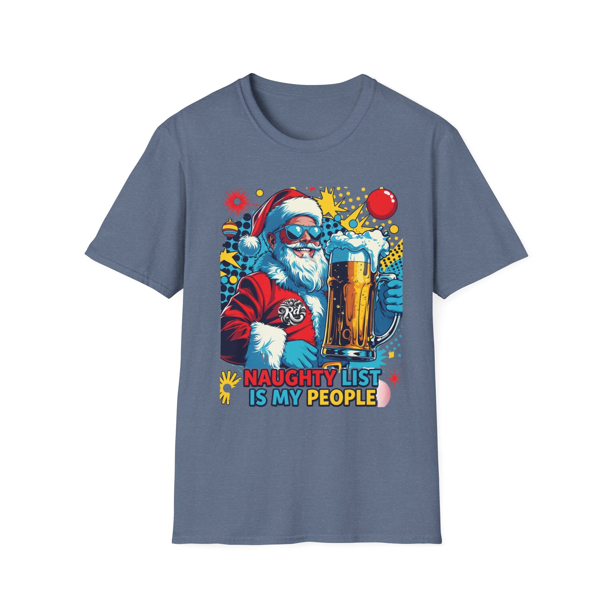 Naughty List Is My People Pop Art Santa Beer T-Shirt