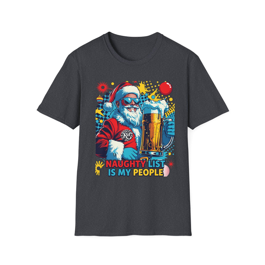 Naughty List Is My People Pop Art Santa Beer T-Shirt