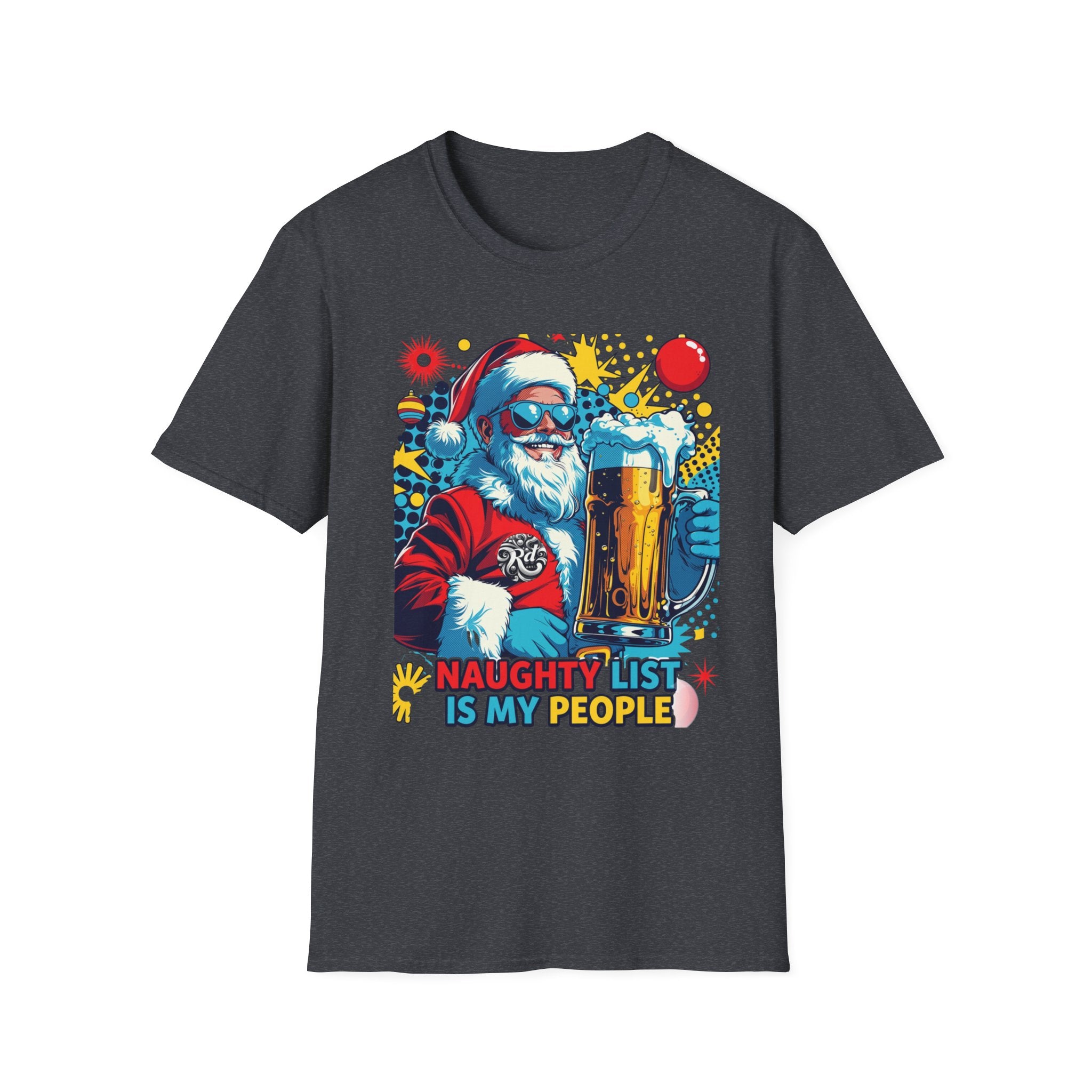 Naughty List Is My People Pop Art Santa Beer T-Shirt