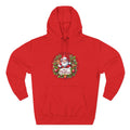 Santa & Reindeer Merry Christmas Wreath Hoodie, shown in Red
