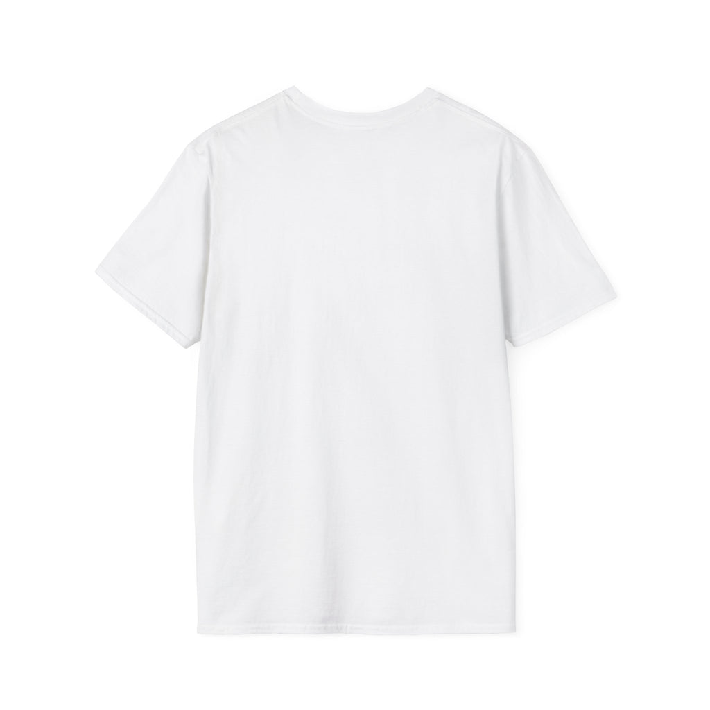 Back of the plain White t-shirt, no print, laid flat on white